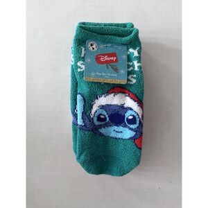 Disney Stitch Low Cut 3 Pack Fuzzy Christmas Socks Women's 4-10 New
